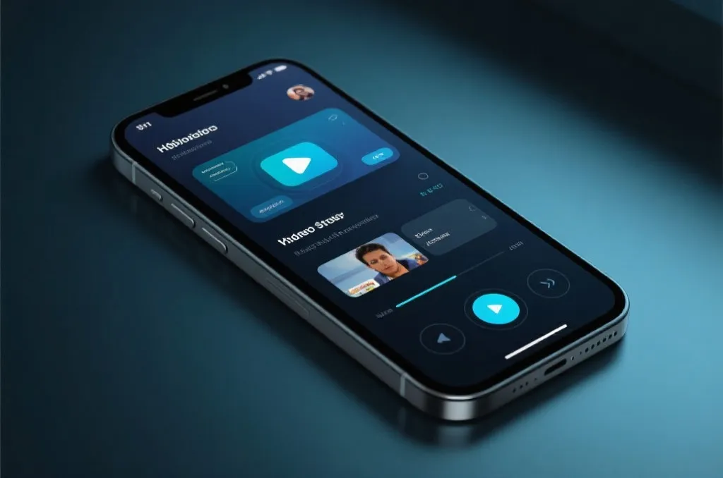 Conceptual illustration of a high-definition video streaming interface on a mobile phone